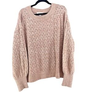 Pink Metallic Sweater Slouchy Cozy Soft Girl Balletcore Sparkle XL Sabrina